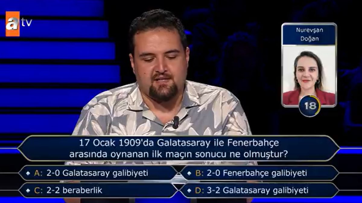 Kim Milyoner Olmak İster’de Galatasaray-Fenerbahçe sorusu